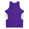 A purple singlet featuring white side panels and a logo. Suitable for kids' casual wear.