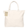 A cream reusable grocery bag with sturdy handles and a tag attached. The design is simple and unbranded.