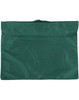 A green satchel with a flap closure and a handle on top. The fabric appears smooth and durable.