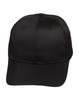 A black polycotton twill cap with a structured design and a logo on the front.