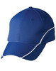 A blue cap featuring contrast lining along the visor and sides, with a logo on the front.