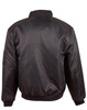 A black soft shell jacket with a ribbed collar and cuffs, featuring a smooth finish and a side pocket.