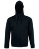 A men's full zip contrast fleece hoodie in black, featuring a hood and a logo. Suitable for casual wear.