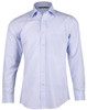 A light blue, long sleeve button-up shirt made from premium cotton with a single chest pocket.