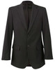A men's stretch jacket in black, featuring a two-button front and single chest pocket. The interior is lined.