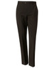 Men's stretch wool blend pants in a dark shade, featuring a button closure and slanted pockets. Includes branding.