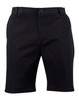 Black stretch cotton chino shorts with a front button closure and side pockets, featuring a subtle logo.