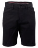 Ladies' stretch cotton chino shorts in black, featuring pockets and a waistband with contrasting details.
