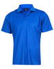 A blue Men's Cooldry Pique Solid Colour Short Sleeve Polo shirt with a collar and a logo.