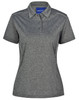 A grey short sleeve polo shirt featuring a collar and contrasting piping, with a logo on the chest.