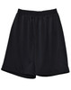 Black adults' basketball shorts featuring an elastic waistband and a logo. Suitable for sports and casual wear.