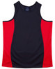 A black and red men's cooldry contrast mesh singlet, featuring a sporty design and a logo on the label.