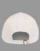 A white 4-way stretch cap featuring laser-cut ventilation holes and an adjustable strap at the back.