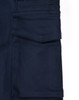 Navy unisex cotton stretch ripstop segmented work pants featuring multiple cargo pockets and a logo.