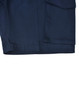 Navy blue unisex cotton stretch ripstop work shorts featuring a cargo pocket and a sturdy fabric.