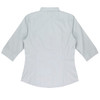 A light grey button-up shirt with 3/4 sleeves, featuring a tailored fit and a back view. It has a logo.