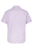 A short sleeve button-up shirt in light purple, featuring a simple back design and a collar. It includes a logo.