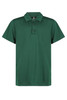 A green polo shirt with a collar and three buttons, featuring a logo on the chest. Ideal for sports uniforms.