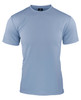 A light blue men’s t-shirt with short sleeves and a logo on the collar. Ideal for casual wear.