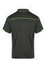 A dark green polo shirt with contrasting green accents. Features a collar and short sleeves. Includes a logo.