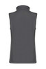 A grey sleeveless vest with a high collar, featuring a logo on the back.