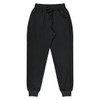 Black tapered fleece kids pants with an elastic waistband and drawstring, featuring side pockets.