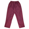 Maroon track pants with an elastic waistband, featuring a smooth, lightweight fabric. Includes a logo.