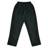 Dark green track pants featuring an elastic waistband and a smooth, lightweight fabric. Includes a logo on the design.