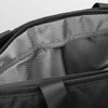 A grey cooler bag with a mesh divider and insulated interior. It features sturdy handles for carrying.