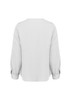 A light grey women's long sleeve blouse with button details on the sleeves and a simple back design.