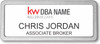Keller Williams Realty Logo 2 White Prestige Name Badge with Pebbled Silver Frame