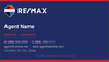 RE/MAX business card front design RM-F01 Bold Navy Agent Layout