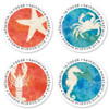 Watercolor Coast Round Address Labels (4 Designs)