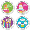 Birthday Brights Round Address Labels (4 Designs)
