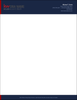 Design KW_LH_07 Navy Professional — Keller Williams letterhead with deep navy header, red left accent bar, white KW logo and DBA name, right-aligned agent info in white type, open white body, and matching navy footer on 70LB premium stock