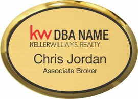 Keller Williams Realty Logo 3 Gold Oval Executive Name Badge