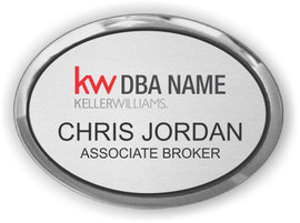 Keller Williams Realty Logo 2 Silver Oval Executive Name Badge