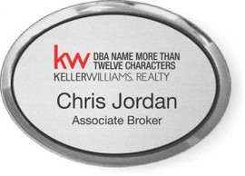 Keller Williams Realty Logo 4 Silver Oval Executive Name Badge