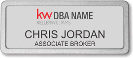 Keller Williams Realty Logo 2 Silver Prestige Name Badge with Pebbled Silver Frame