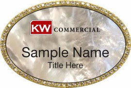 Keller Williams Commercial Gold Oval Bling White Pearl Badge