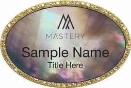 Keller Williams Mastery Gold Oval Bling Black Pearl Name Badge