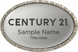 Century 21 New Logo Oval Bling Silver Name Badge – KWP-98818