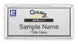 Century 21 AA Realty Executive Silver Name Badge with REALTOR® Logo | KWP-95408