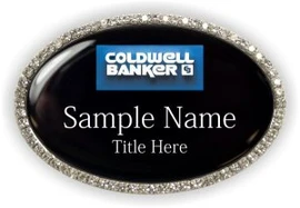 Coldwell Banker 3D Oval Bling Silver Name Badge | KWP-95421
