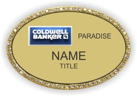 Coldwell Banker Paradise Oval Bling Gold Name Badge