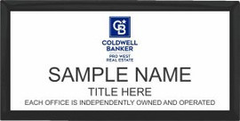 Coldwell Banker Pro West Executive Black Name Badge Style 1 White Insert | KWP-109175