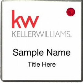 Keller Williams KW Silver Square Executive White Badge with Red Jewel