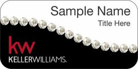 Keller Williams KW White/Black Swoosh Badge with White Jewels