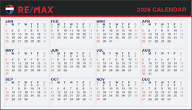 RE/MAX business card back design BS03 2026 Calendar Back