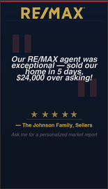 RE/MAX business card back design BS07 Client Testimonial Back